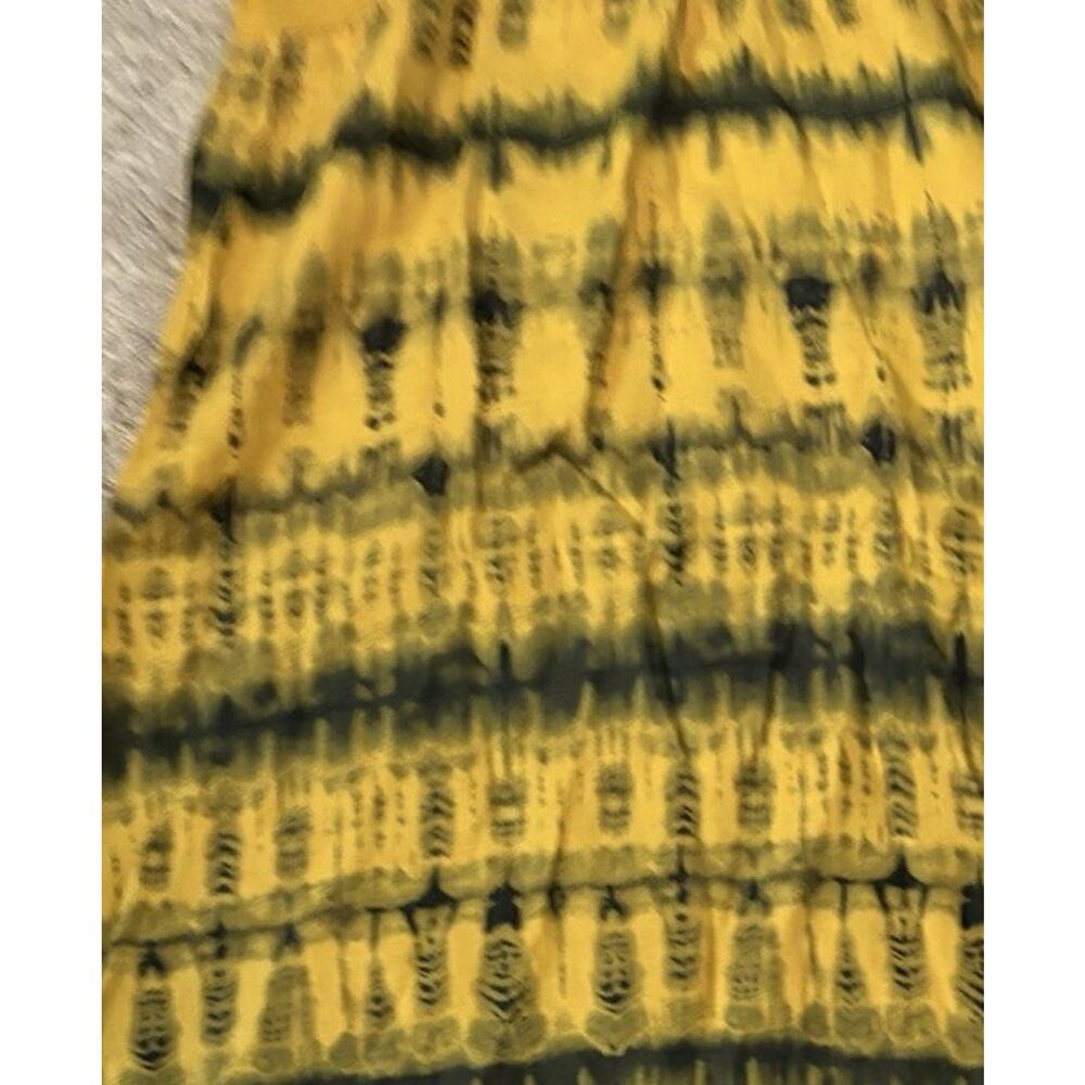 Bryn Walker Linen Maxi Skirt Yellow Black Tie Dye Womens M Beach Lagenlook - Picture 11 of 11
